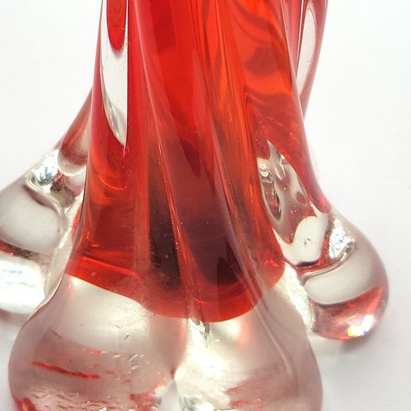 Ruby Red & Clear Hand-blown Vase - Picture 5 of 7